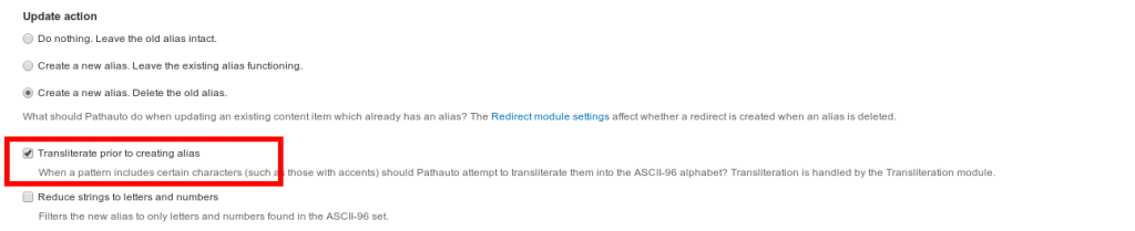 Drupal Transliteration prior to creating alias