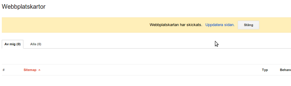 Sitemap skickad