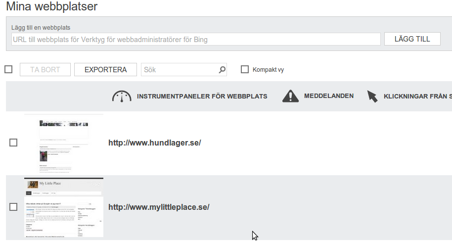 Mina webbplatser