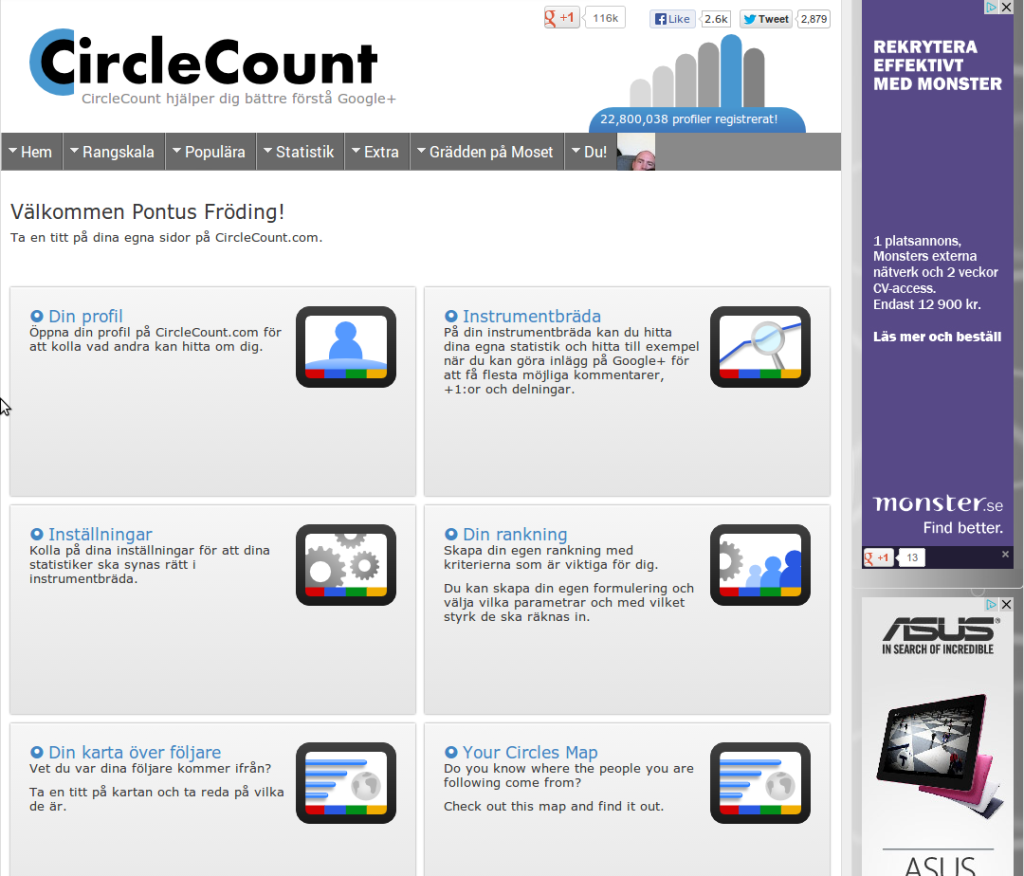 Inloggad på Circlecount