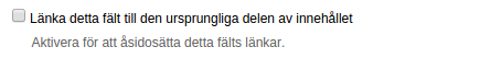 Nod ID fältet ska inte länka till innehållet