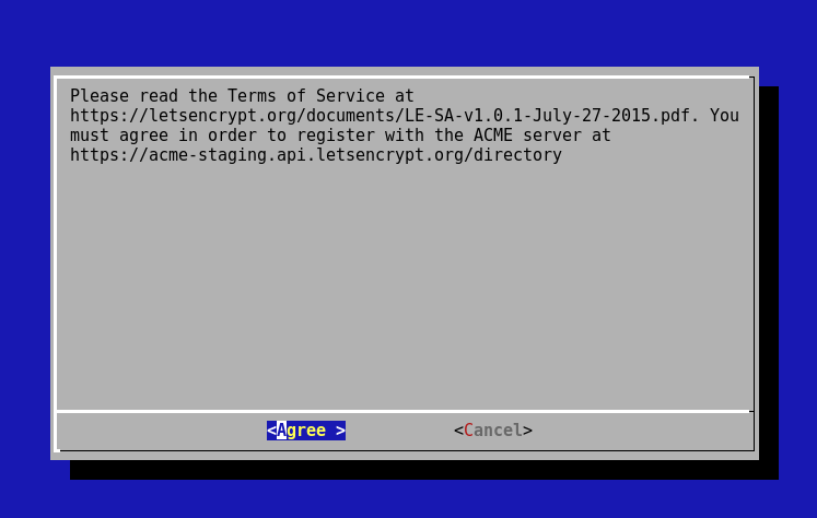 Godkänn Let's Encrypts användarvillkor