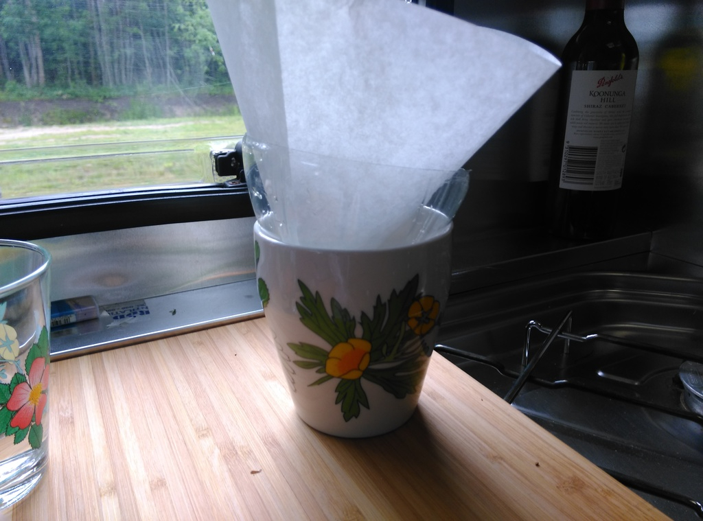 Improviserat kaffefilter