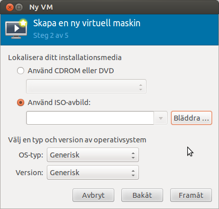 Klicka på bläddra för att välja installationsmedia