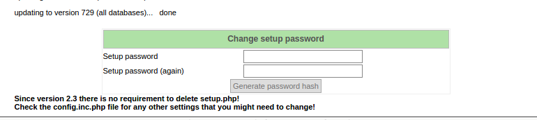 Ställ in adminlösenordet till postfixadmin